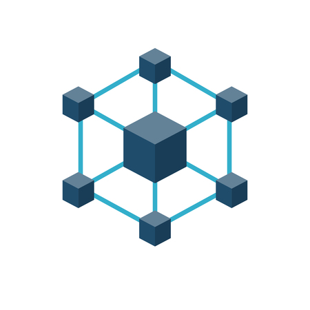 Blockchain Concept Flat Icon. Isolated on White Background. Trendy Flat Style.の写真素材