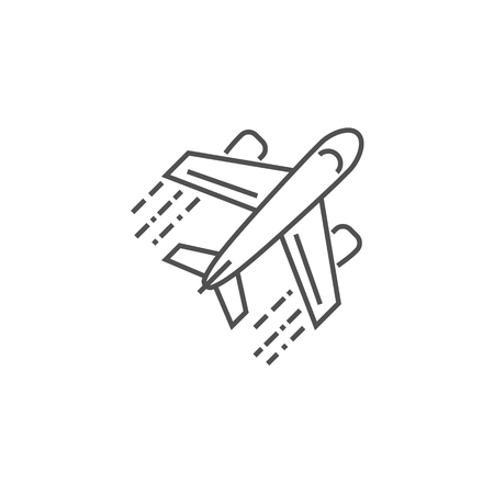 Airplane Icon. Airplane Related Vector Line Icon. Isolated on White Background. Editable Stroke.のイラスト素材