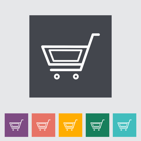 Cart. Single flat icon on the button. Vector illustration.のイラスト素材