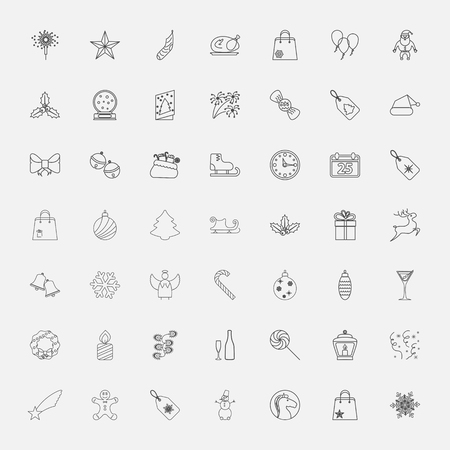 Christmas Outline Icons For Web. Vector illustration.のイラスト素材