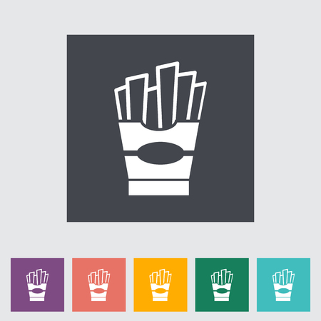 French fries. Single flat icon on the button. Vector illustration.のイラスト素材