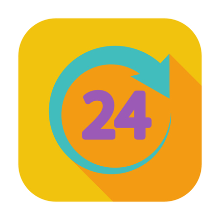 24 hours. Single flat color icon. Vector illustration.のイラスト素材