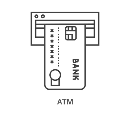 ATM Icon. Thin Line Illustration - Adjust stroke weight - Expand to any Size - Easy Change Colour - Editable Stroke - Pixel Perfectの写真素材