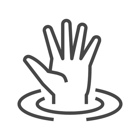Drowning Victim Thin Line Icon. Flat icon isolated on the white background. Editablefile. illustration.の写真素材