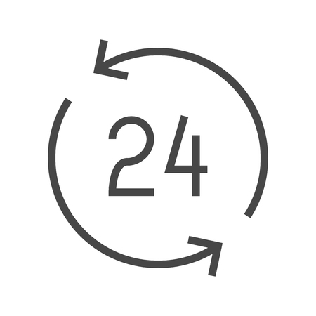 Open 24 Hours a Day Thin Line Icon. Flat icon isolated on the white background. Editablefile. illustration.の写真素材