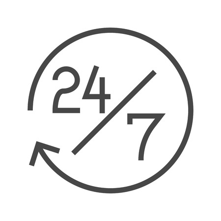 Steady Services 24/7 Thin Line Icon. Flat icon isolated on the white background. Editablefile. illustration.の写真素材