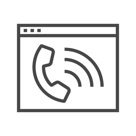 Web Page with Phone Thin Line Icon. Flat icon isolated on the white background. Editablefile. illustration.の写真素材