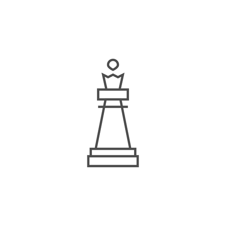 Chess Piece Queen Related Vector Thin Line Icon. Isolated on White Background. Editable Stroke. Vector Illustration.のイラスト素材
