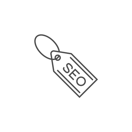 SEO Tag Related Vector Thin Line Icon. Isolated on White Background. Editable Stroke. Vector Illustration.のイラスト素材