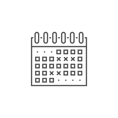 Events Calendar Related Vector Thin Line Icon. Isolated on White Background. Editable Stroke. Vector Illustration.のイラスト素材