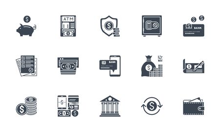 Banking icons set. Related vector glyph icons.のイラスト素材