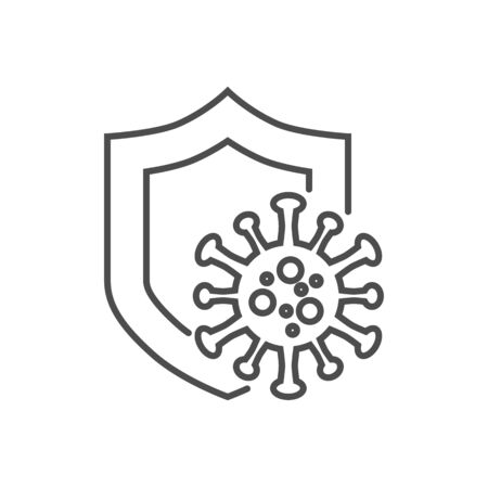 Coronavirus Protection related vector thin line iconのイラスト素材