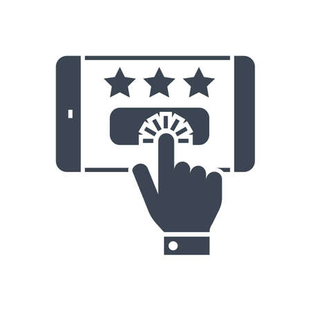 Customer Reviews Related Vector Glyph Icon. Isolated on White Background. Vector Illustration.のイラスト素材