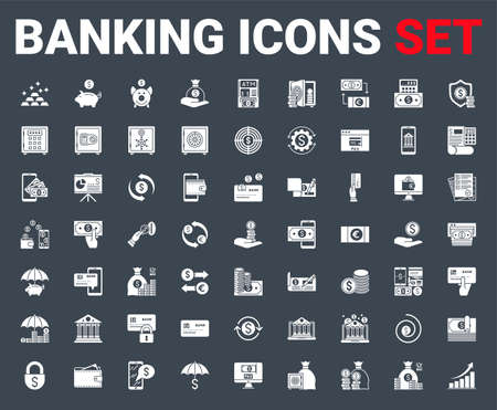 Set banking icons glyph.のイラスト素材