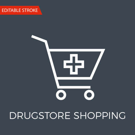 Drugstore Shopping Thin Line Vector Iconのイラスト素材