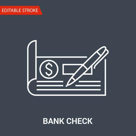 Bank Check Icon. Thin Line Vector Illustrationのイラスト素材