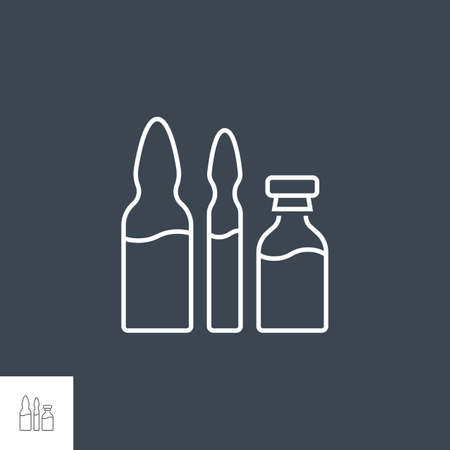 Ampoule and Vial Related Vector Line Icon Set.のイラスト素材