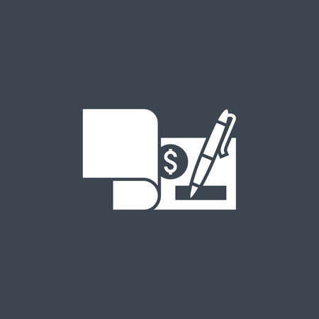 Bank Check related vector glyph icon.のイラスト素材