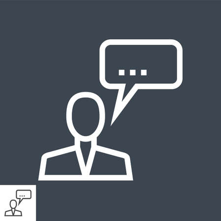 Man Talking Thin Line Vector Iconのイラスト素材