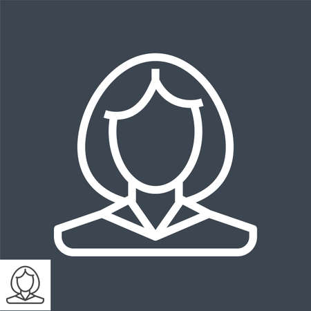 Employee Woman Thin Line Vector Iconのイラスト素材