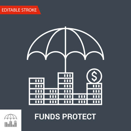 Funds Protect Icon. Thin Line Vector Illustrationのイラスト素材