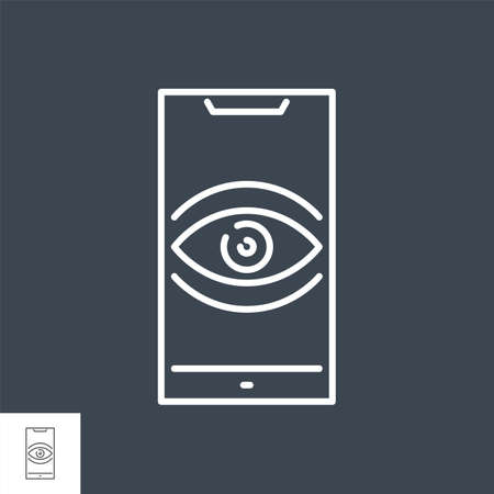 Surveillance smartphone related vector thin line icon.のイラスト素材