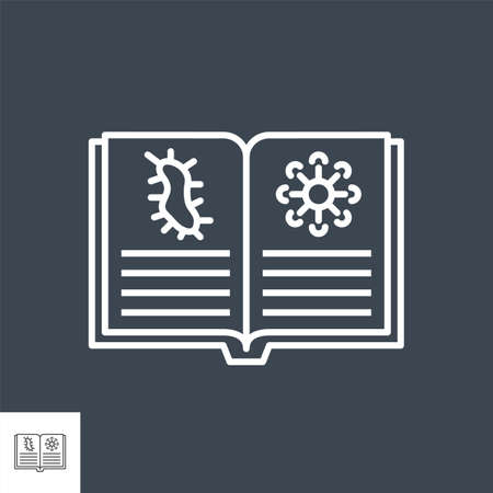 Knowledge of virology related vector thin line icon.のイラスト素材