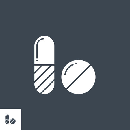Pills related vector glyph icon.のイラスト素材