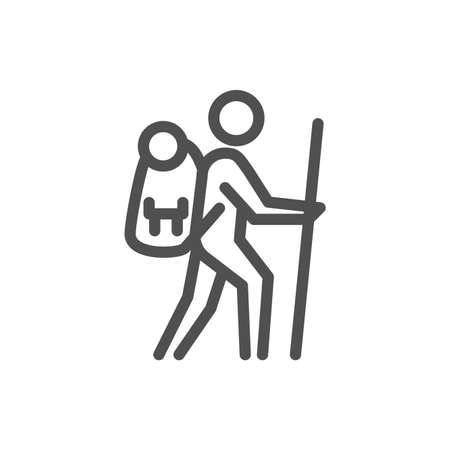 Backpacker Related Vector Line Iconのイラスト素材
