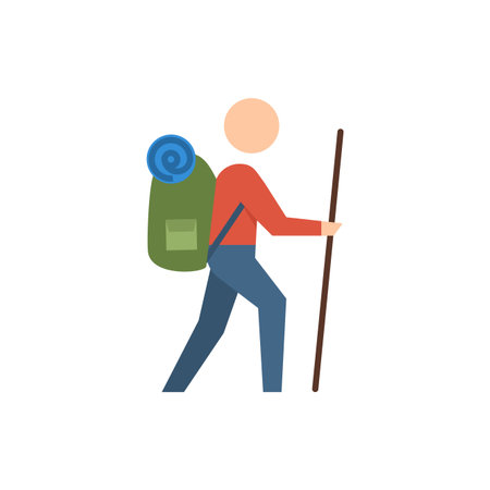 Backpacker Related Vector Flat Iconのイラスト素材