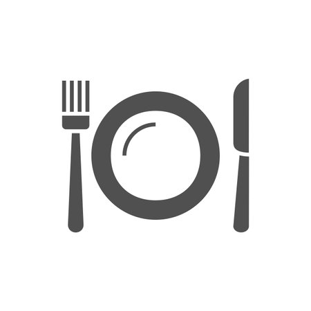 Plate, Fork and Knife Icon. Plate, Fork and Knife Related Vector Glyph Icon.のイラスト素材
