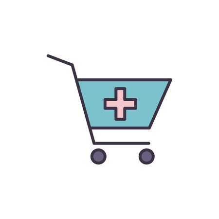 Drugstore Shopping related vector line icon. Isolated on white background. Vector illustration. Editable strokeのイラスト素材