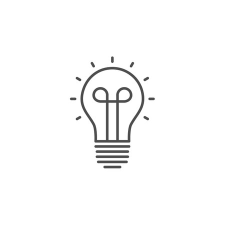 Bulb related vector linear icon. Inspiration sign. Glowing light bulb. Incandescent lamp. Vector outline illustration Isolated on white background. Editable strokeのイラスト素材