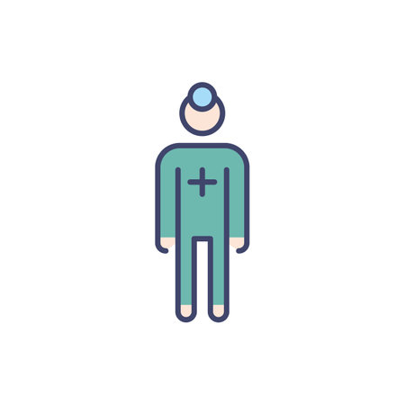 Doctor related vector line icon. Medical worker. Practicing. Scientist. Isolated on white background. Vector illustration. Editable strokeのイラスト素材