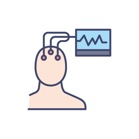 Electroencephalography related vector line icon. Isolated on white background. Vector illustration....
