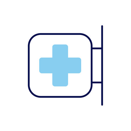 Hospital Signboard related vector line icon. Isolated on white background. Vector illustration. Editable strokeのイラスト素材