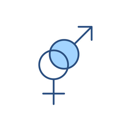 Gender Symbol related vector line icon. Men, woman, mars, venus. Isolated on white background. Vector illustration. Editable strokeのイラスト素材