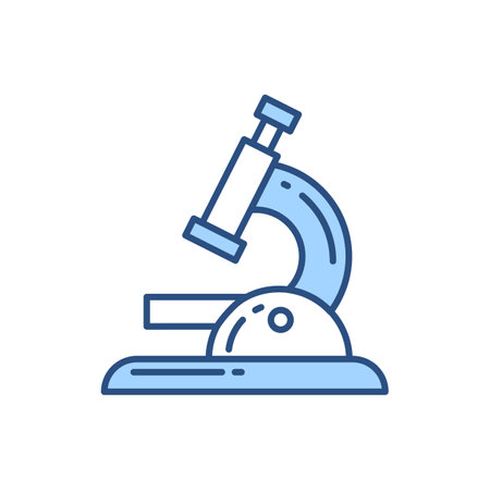 Microscope related vector line icon. Isolated on white background. Vector illustration. Editable strokeのイラスト素材