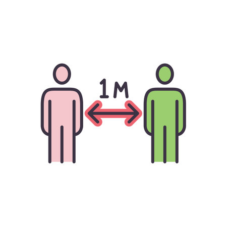 Social distancing sign. Keep distance related vector icon. Isolated on white background. Editable vector illustrationのイラスト素材