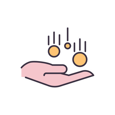 Coin in Hand related vector icon. Isolated on white background. Vector illustrationのイラスト素材