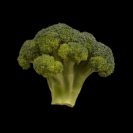 Fresh raw green broccoli isolated on black backgroundの写真素材