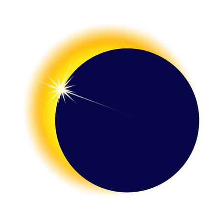 Isolated Vector illustration. Holiday element design poster. Eclipse of the Sun with Corona. Sun...
