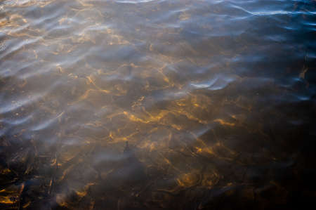 water, lake, wave, background. River water texture. glare and reflective surface water in riverのeditorial素材