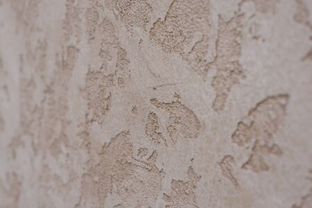 White Grunge Peeling Painted Concrete Wall Texture Background. Closeup of peeling painted wall