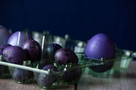 Colourful easter eggs. Colored eggs purple. Purple eggs. Happy easter. Spring and spring holiday. Holiday conceptの写真素材