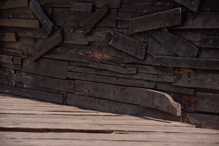 wood texture. Wood planks in daylight. Texture for designers, background. Wood backgroundの写真素材