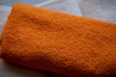 White Towels. Beautifully matched clean or new towels on the table.の写真素材