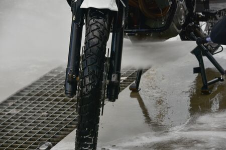 Motorcycle Car Wash Motorcycle Big Bike cleaning with foam injection Make more clean. A series of...