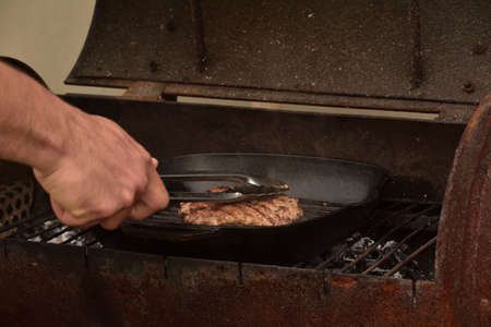 Closeup of burger made from vegetables and beef. Cooking homemade burgers. homemade food. Food photo