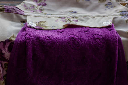 Fragment of colorful retro tapestry textile pattern with floral ornament useful as background. Floral textile or cloth, macro shot. Fabric texture. tissue, textile, cloth, material. Floral fabricの写真素材